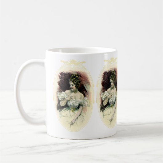 ヴィンテージクリスティガール、アンティークブライダルポートレート コーヒーマグカップ (左)