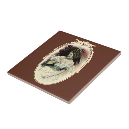 ヴィンテージクリスティガール、アンティークブライダルポートレート タイル (側面)