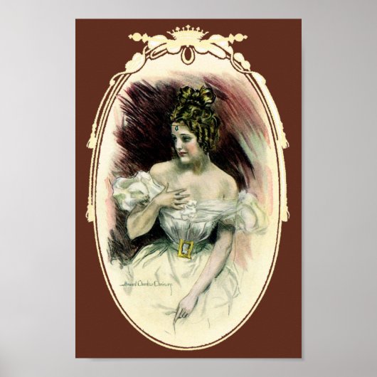 ヴィンテージクリスティガール、アンティークブライダルポートレート ポスター (正面)