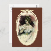 ヴィンテージクリスティガール、アンティークブライダルポートレート ポストカード (正面/裏面)