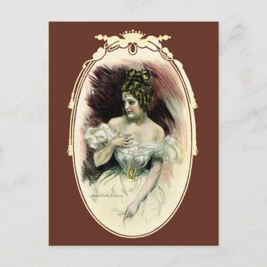 ヴィンテージクリスティガール、アンティークブライダルポートレート ポストカード (正面)