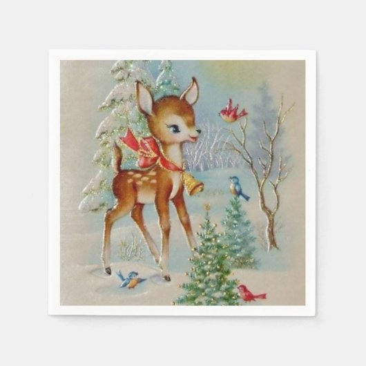ヴィンテージクリスティスディアアニマルズパーティーナプキン スタンダードカクテルナプキン (正面)