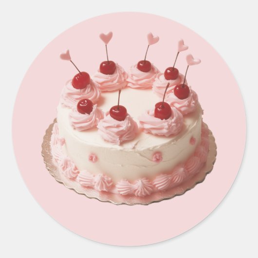 ヴィンテージクリスティムスさくらんぼケーキ ラウンドシール (正面)