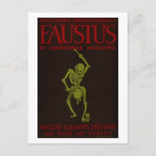 ヴィンテージクリストファーマーローフォースタスオペラWPA ポストカード (正面)