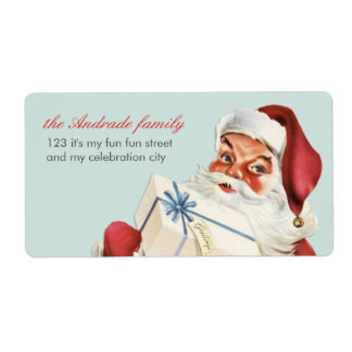 ヴィンテージクリスマすてきスサンタブルーレッドホリデイ ラベル