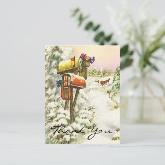 ヴィンテージクリスマスありがとうございます ポストカード (スタンド正面)