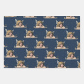 ヴィンテージクリスマスおもしろいノスタルジックサンタキャットエンジェル ラッピングペーパーシート (正面3)