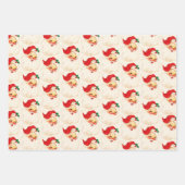 ヴィンテージクリスマスおもしろいノスタルジックサンタキャットエンジェル ラッピングペーパーシート (正面2)