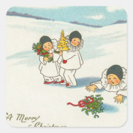ヴィンテージクリスマスおもしろいホリデイ スクエアシール