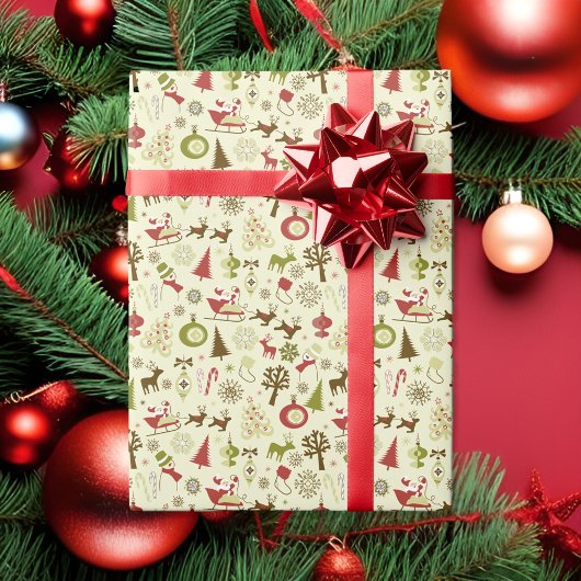 ヴィンテージクリスマスおもしろいラッピング紙 ラッピングペーパー