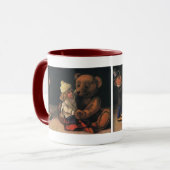 ヴィンテージクリスマスおもちゃ、人形とテディベア マグカップ (正面左)