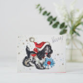 ヴィンテージクリスマスかわいい子犬 シーズンカード (スタンド正面)