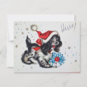 ヴィンテージクリスマスかわいい子犬 シーズンカード (正面)