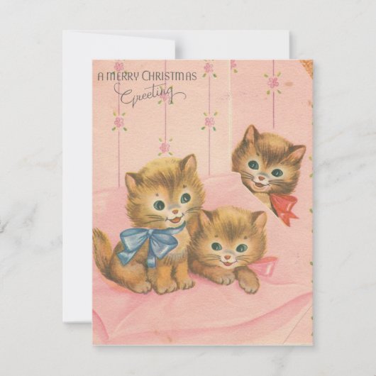ヴィンテージクリスマスかわいい子猫たち シーズンカード (正面)