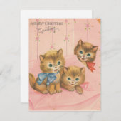 ヴィンテージクリスマスかわいい子猫たち シーズンカード (正面/裏面)