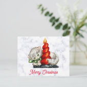 ヴィンテージクリスマスかわいい子猫 ポストカード (スタンド正面)