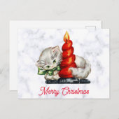 ヴィンテージクリスマスかわいい子猫 ポストカード (正面/裏面)
