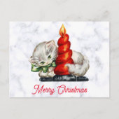 ヴィンテージクリスマスかわいい子猫 ポストカード (正面)