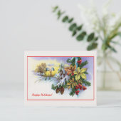 ヴィンテージクリスマスかわいい鳥の装飾 シーズンポストカード (スタンド正面)