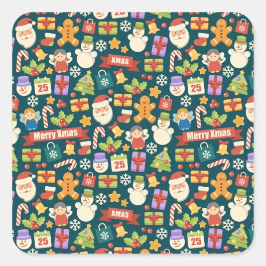 ヴィンテージクリスマスくるみクラッカーズメリークリスマスかわいい スクエアシール (正面)