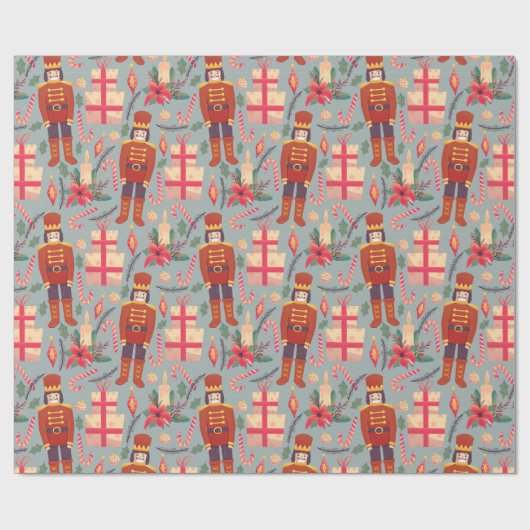 ヴィンテージクリスマスくるみ割り器とギフト ラッピングペーパー (フラット)