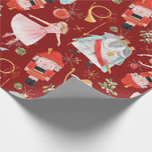 ヴィンテージクリスマスくるみ割り妖精のおとぎ話レッド ラッピングペーパー (角)