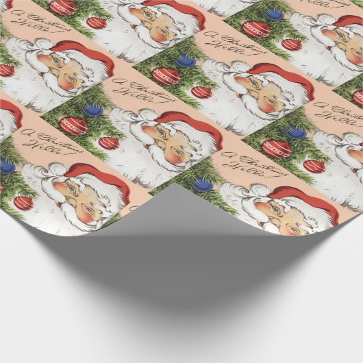 ヴィンテージクリスマスこんにちは！サンタすてきクロース ラッピングペーパー (角)
