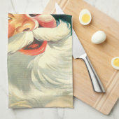 ヴィンテージクリスマスすてき、レトロ50のサンタクロース キッチンタオル (四つ折り)