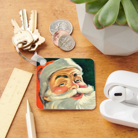 ヴィンテージクリスマスすてき、レトロ50のサンタクロース キーホルダー (デスク)