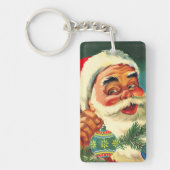 ヴィンテージクリスマスすてき、レトロ50のサンタクロース キーホルダー (正面)