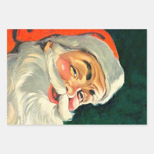 ヴィンテージクリスマスすてき、レトロ50のサンタクロース ラッピングペーパーシート (正面3)