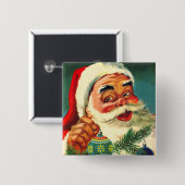 ヴィンテージクリスマスすてき、レトロ50のサンタクロース 缶バッジ (正面&裏面)