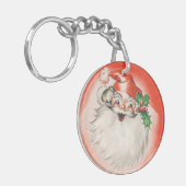 ヴィンテージクリスマスすてき、レトロ50sサンタクロース キーホルダー (正面左)