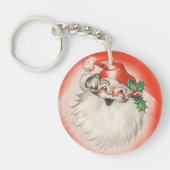 ヴィンテージクリスマスすてき、レトロ50sサンタクロース キーホルダー (正面)