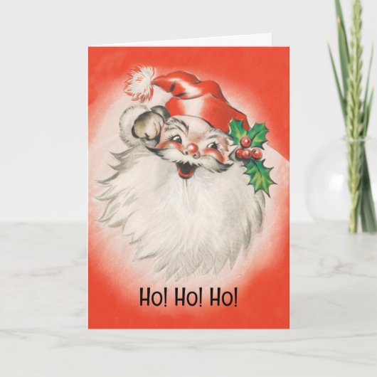 ヴィンテージクリスマスすてき、レトロ50sサンタクロース シーズンカード (正面)