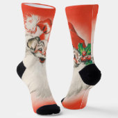 ヴィンテージクリスマスすてき、レトロ50sサンタクロース ソックス (傾斜あり)