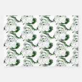 ヴィンテージクリスマスすてき、緑のサンタクロース ラッピングペーパーシート (正面)