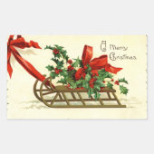 ヴィンテージクリスマスそりのご挨拶 長方形シール (正面)