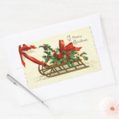 ヴィンテージクリスマスそりのご挨拶 長方形シール (封筒)