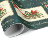 ヴィンテージクリスマスそり、ミストレトウスノーフレーク ラッピングペーパー (ロールコーナー)