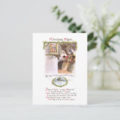 ヴィンテージクリスマスで歌う女性 シーズンポストカード (スタンド正面)