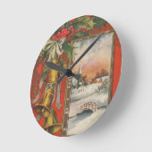 ヴィンテージクリスマスと鐘 ラウンド壁時計 (傾斜)