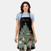 ヴィンテージクリスマスのまわりにの子飾どもの木 エプロン (着用した状態)