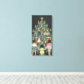 ヴィンテージクリスマスのまわりにの子飾どもの木 キャンバスプリント (インサイチュ (ウッドフロア))