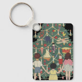 ヴィンテージクリスマスのまわりにの子飾どもの木 キーホルダー (正面)