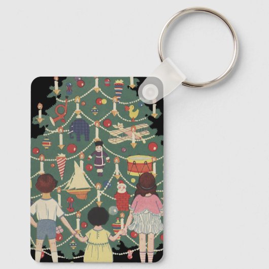ヴィンテージクリスマスのまわりにの子飾どもの木 キーホルダー (裏面)
