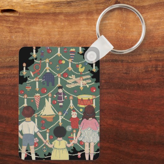 ヴィンテージクリスマスのまわりにの子飾どもの木 キーホルダー (裏面)