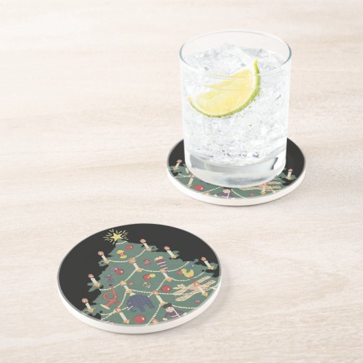 ヴィンテージクリスマスのまわりにの子飾どもの木 コースター (側面)