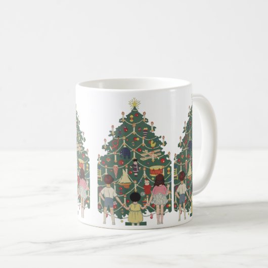 ヴィンテージクリスマスのまわりにの子飾どもの木 コーヒーマグカップ (正面右)