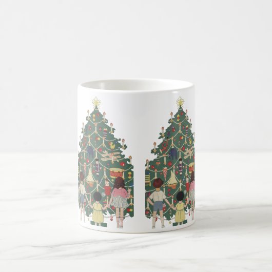 ヴィンテージクリスマスのまわりにの子飾どもの木 コーヒーマグカップ (中央)